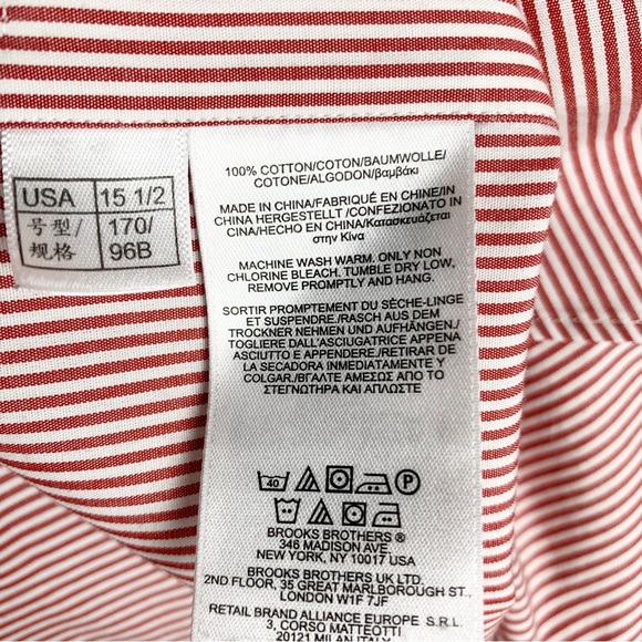 Brooks Brothers Regular Fit Button Down Long Sleeve Non-Iron Stripes size 15.5 - Picture 6 of 6